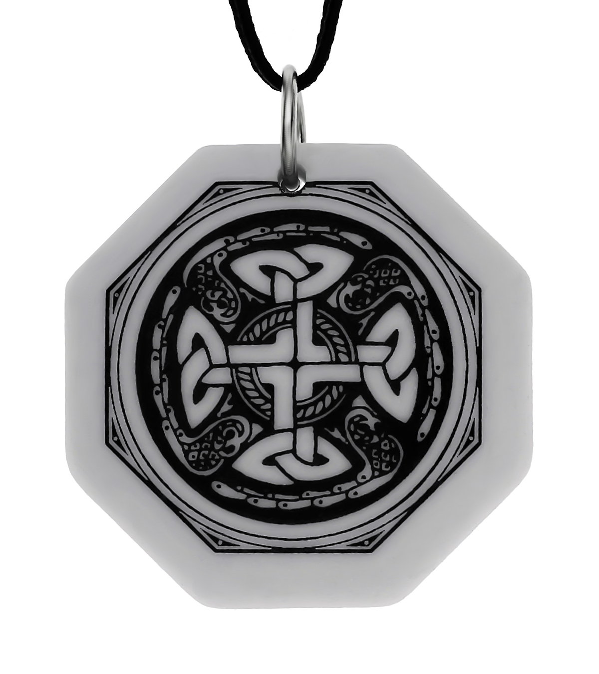 Celtic Cross Octagon Handmade Porcelain Pendant