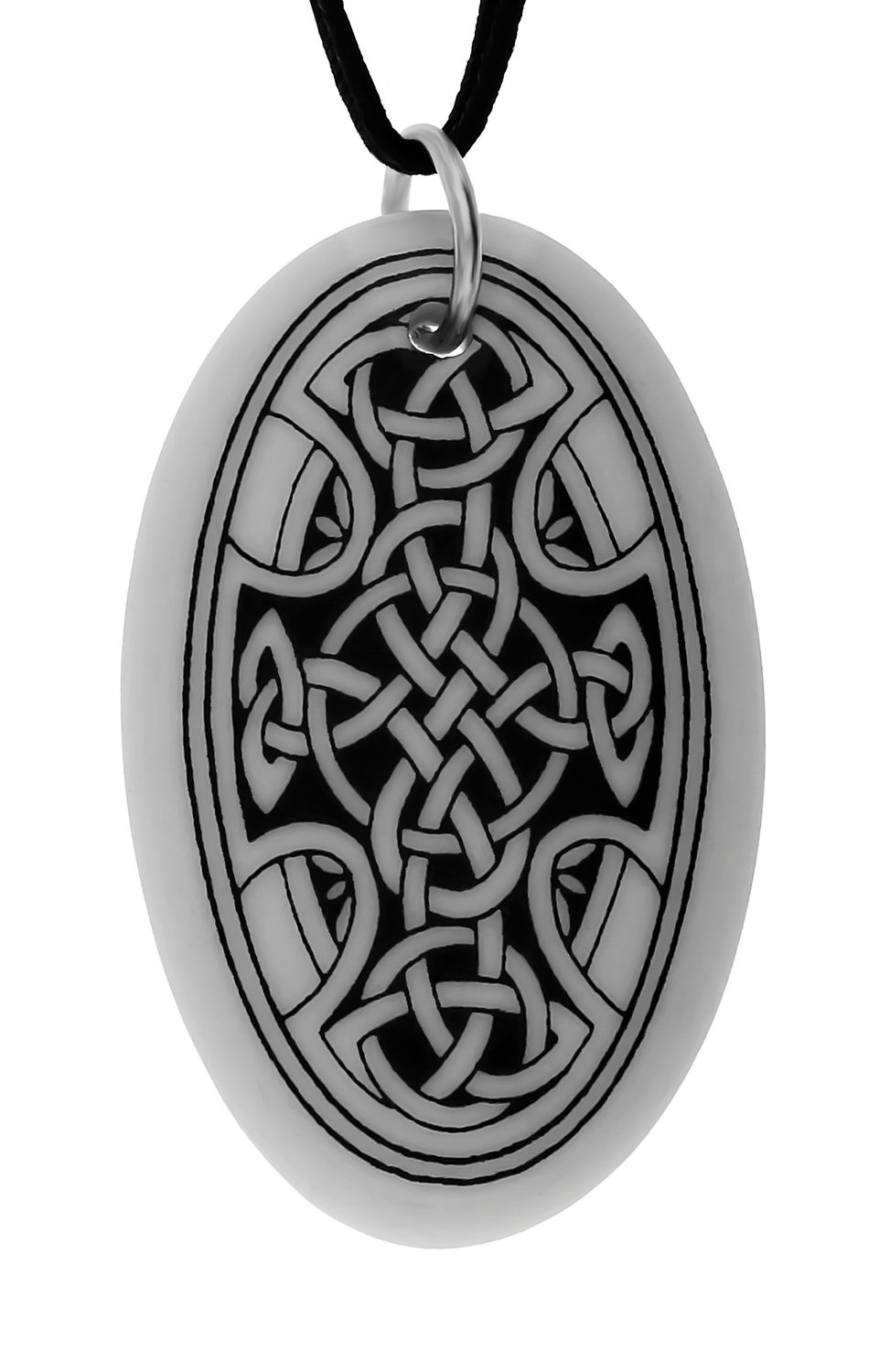 Celtic Cross Oval Handmade Porcelain Pendant