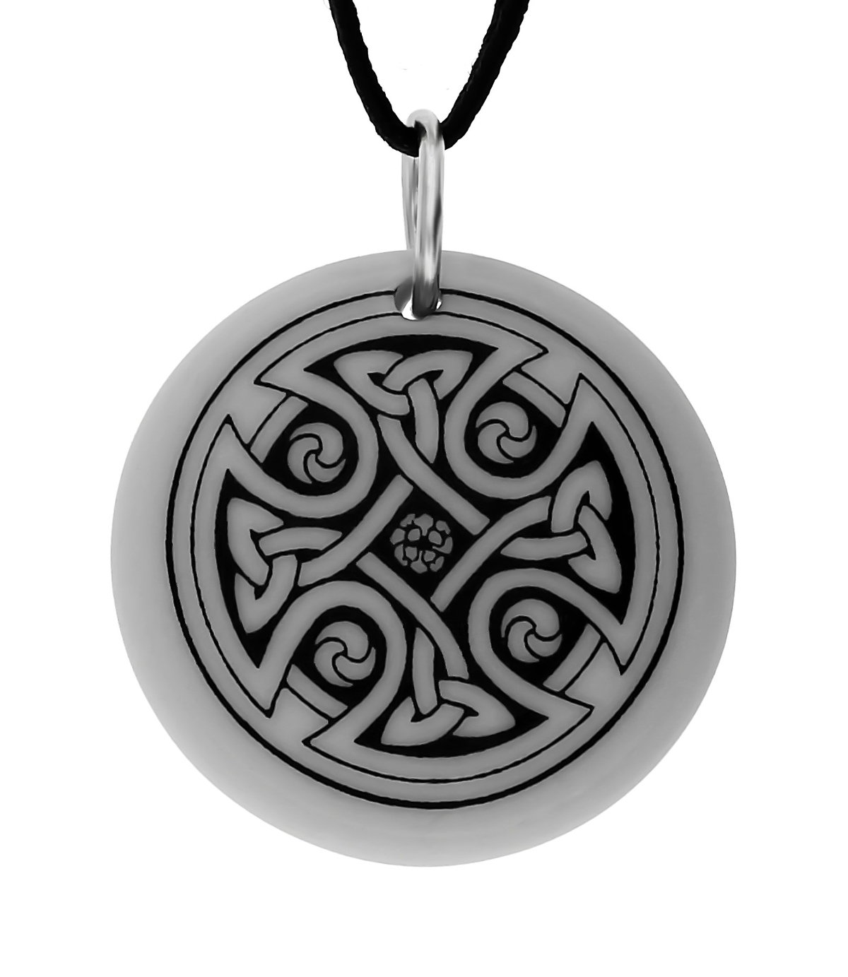 Celtic Cross Round Handmade Porcelain Pendant