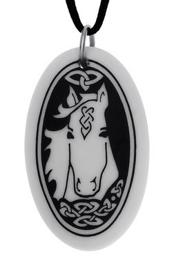 Celtic Horse Oval Handmade Porcelain Pendant