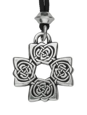 Celtic Irish Knotwork Rose Cross Handmade Pewter Pendant ~ Spiritual Growth