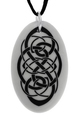 Celtic Knotwork Oval Handmade Porcelain Pendant