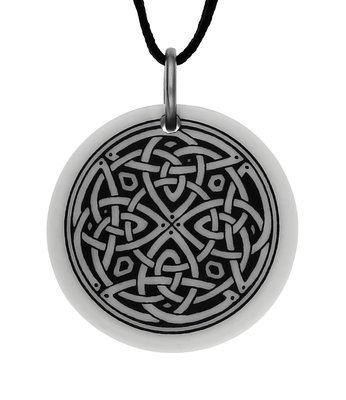 Celtic Knotwork Round Handmade Porcelain Pendant
