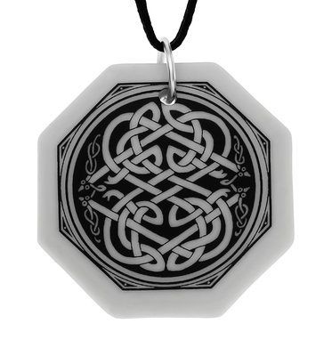 Celtic Serpent Octagon Handmade Porcelain Pendant