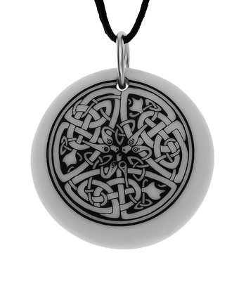 Celtic Serpent Round Handmade Porcelain Pendant