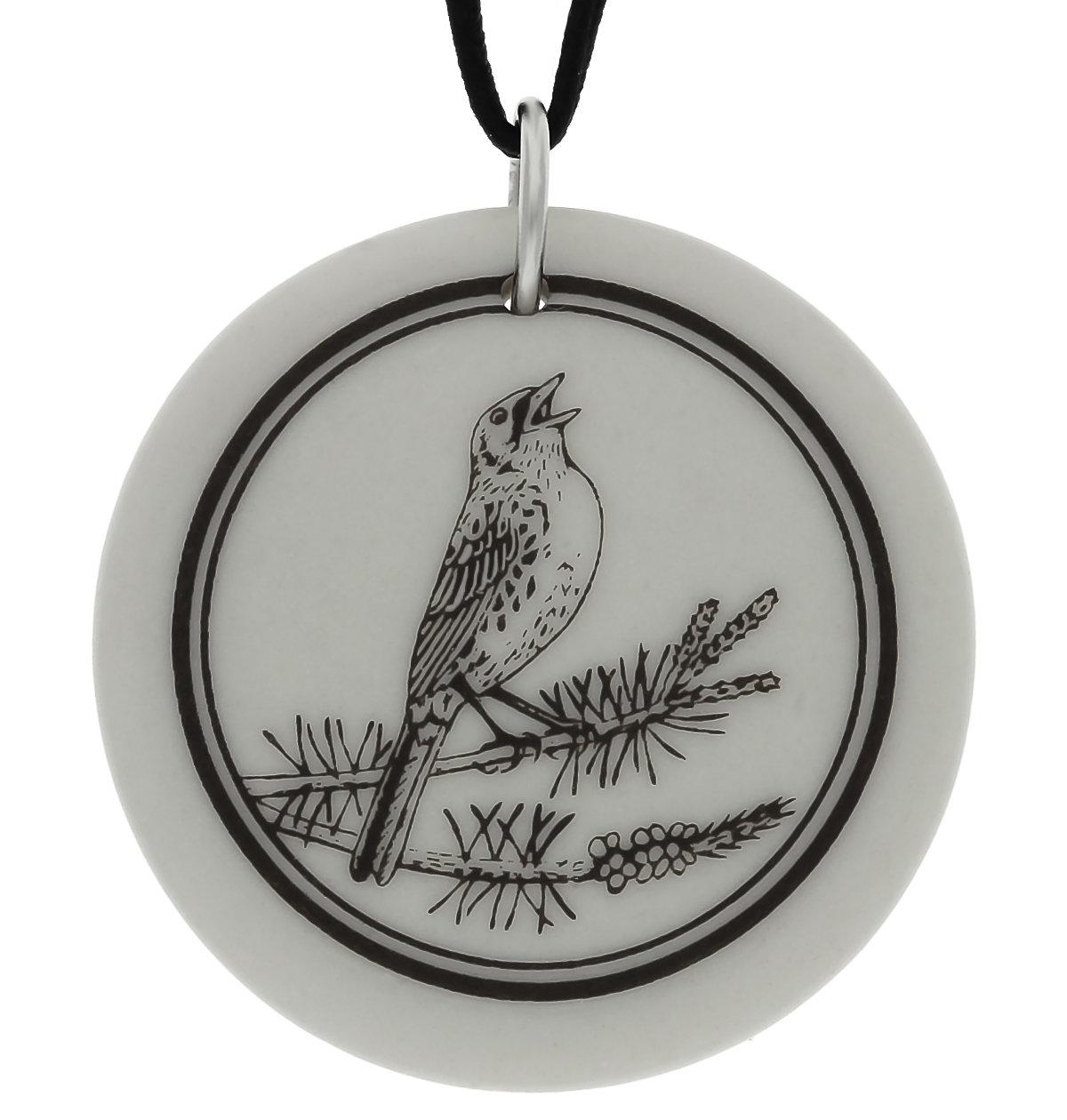 Kirtland&#39;s Warbler Totem Round Handmade Porcelain Pendant