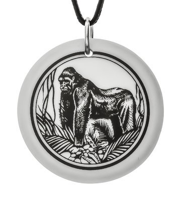 Mountain Gorilla Totem Round Handmade Porcelain Pendant Mountain Gorilla Totem Round Handmade Porcelain Pendant