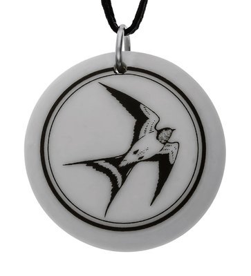 Swallow Totem Round Handmade Porcelain Pendant Swallow Totem Round Handmade Porcelain Pendant