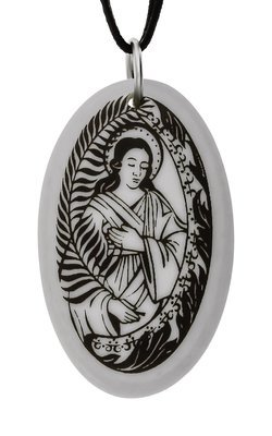 Saint Agatha Oval Handmade Porcelain Pendant