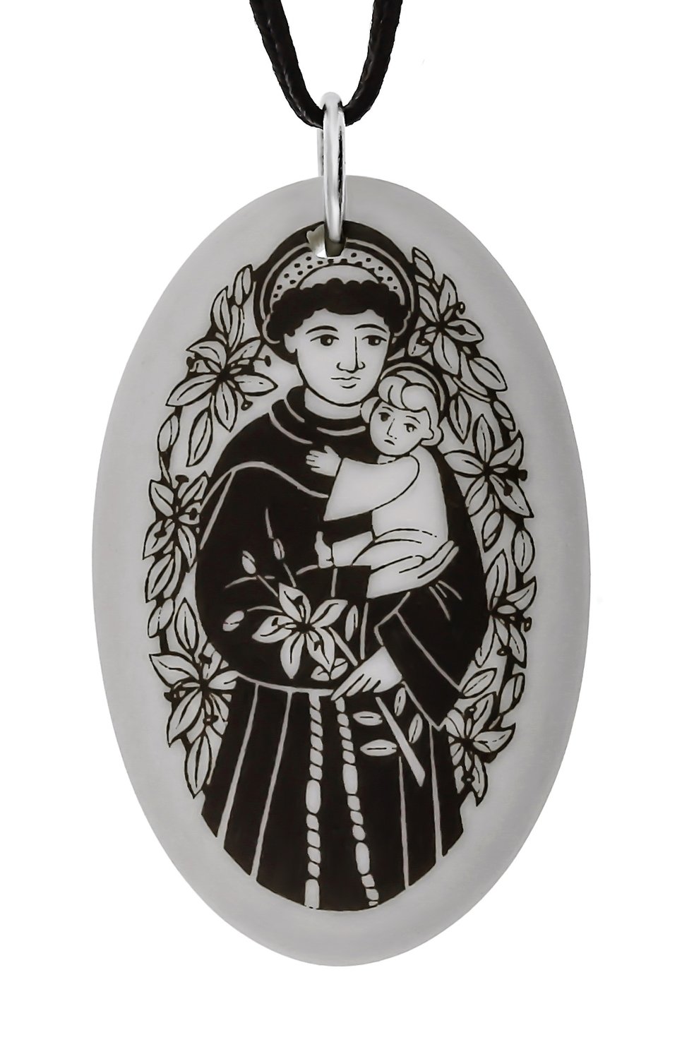 Saint Anthony Oval Handmade Porcelain Pendant