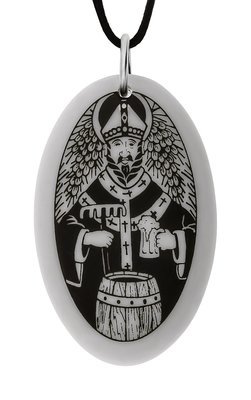 Saint Arnold of Soissons Oval Handmade Porcelain Pendant