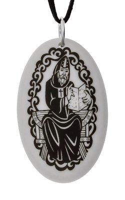 Saint Benedict of Nursia Oval Handmade Porcelain Pendant