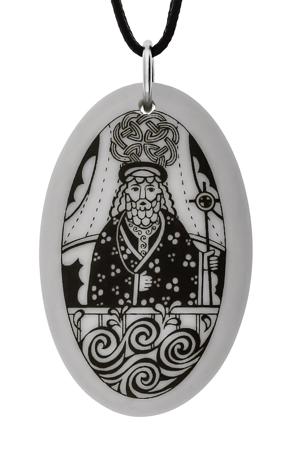 Saint Brendan Oval Handmade Porcelain Pendant