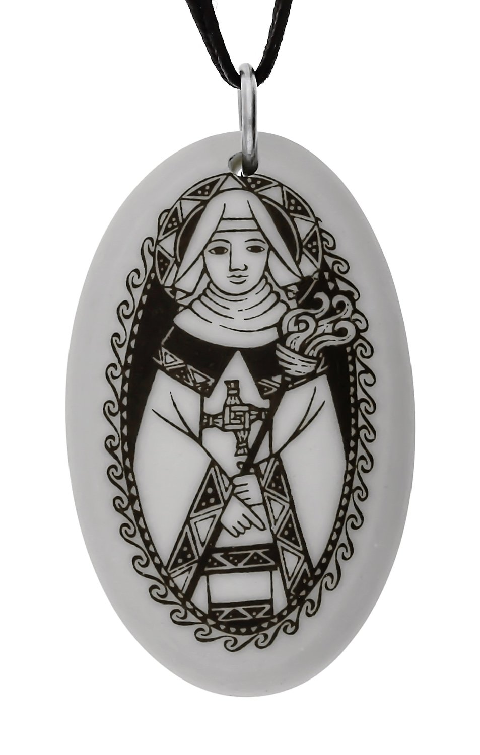 Saint Brigid Oval Handmade Porcelain Pendant