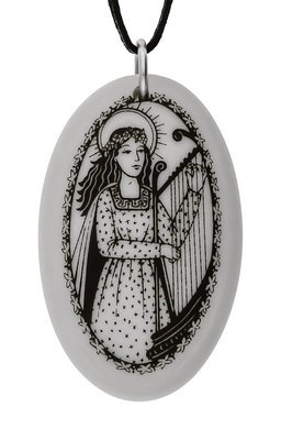 Saint Cecilia Oval Handmade Porcelain Pendant