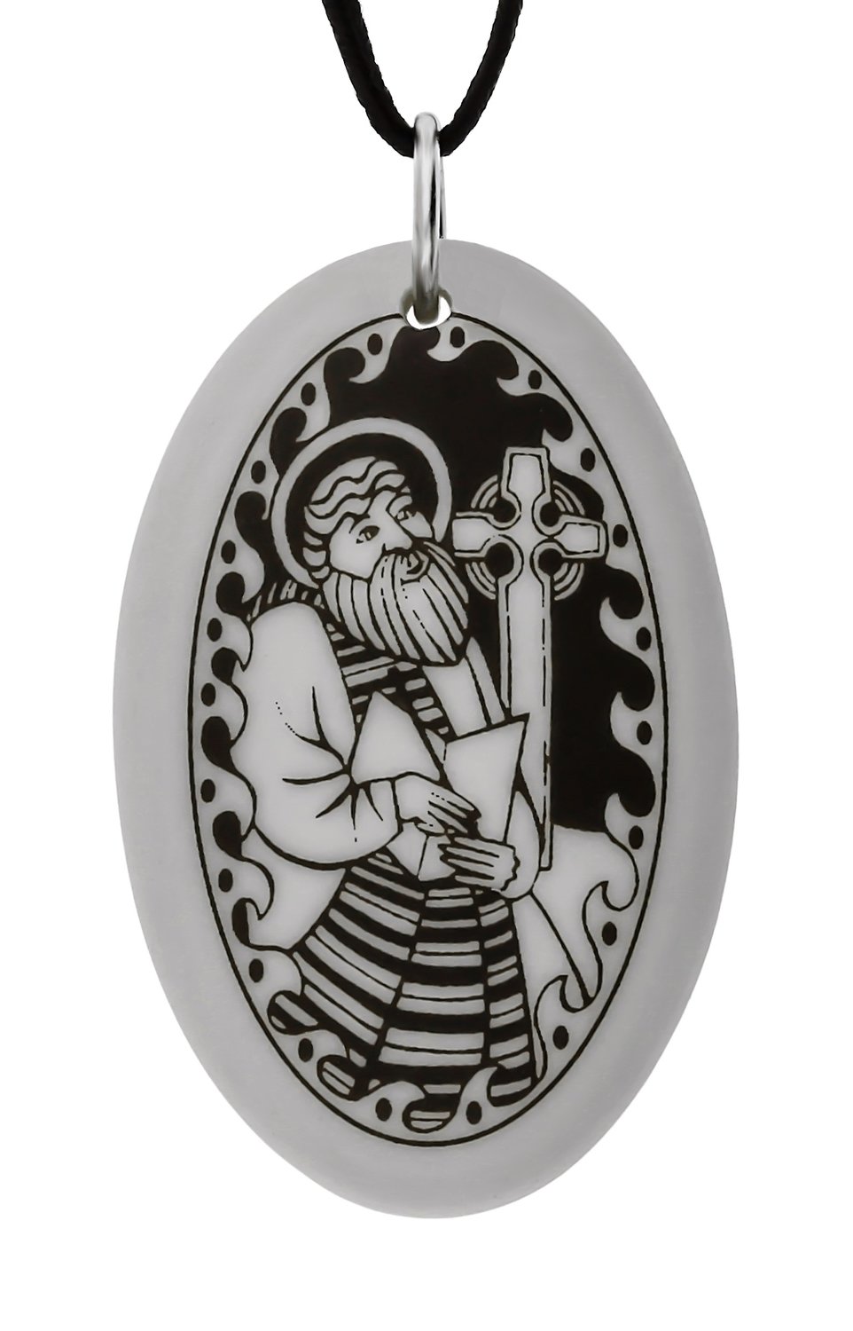 Saint Columba Oval Handmade Porcelain Pendant
