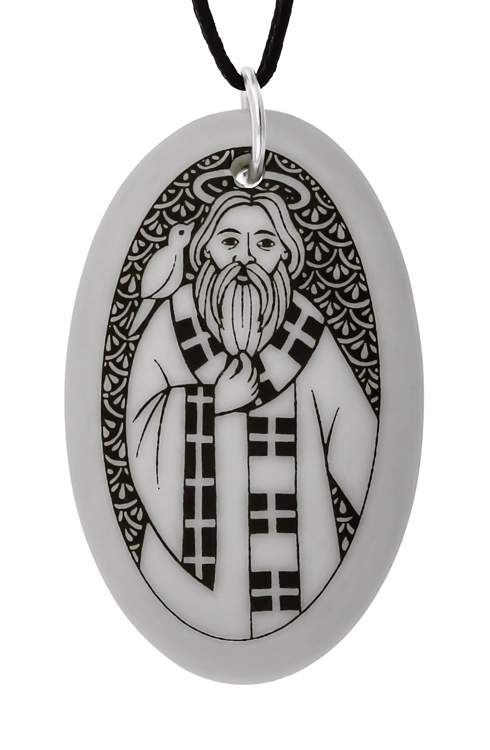 Saint David Oval Handmade Porcelain Pendant