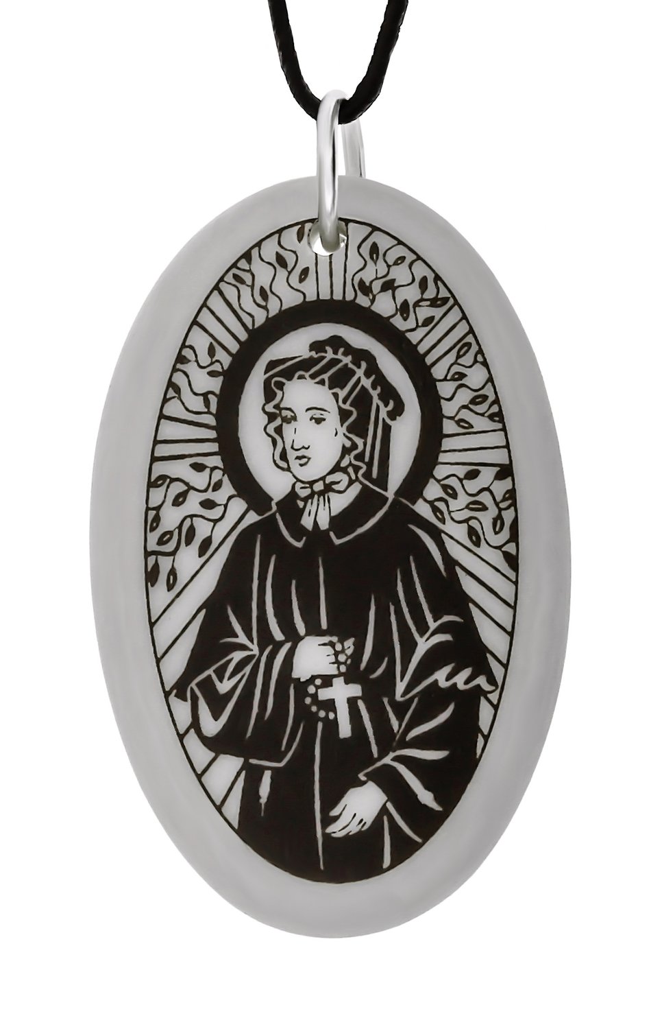 Saint Elizabeth Ann Seton Oval Handmade Porcelain Pendant