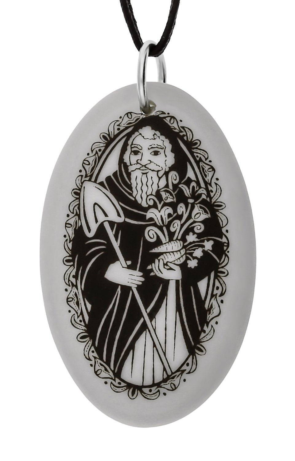 Saint Fiacre Oval Handmade Porcelain Pendant