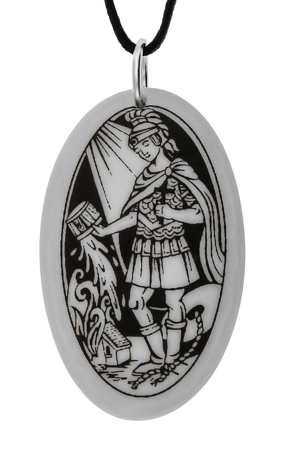 Saint Florian Oval Handmade Porcelain Pendant