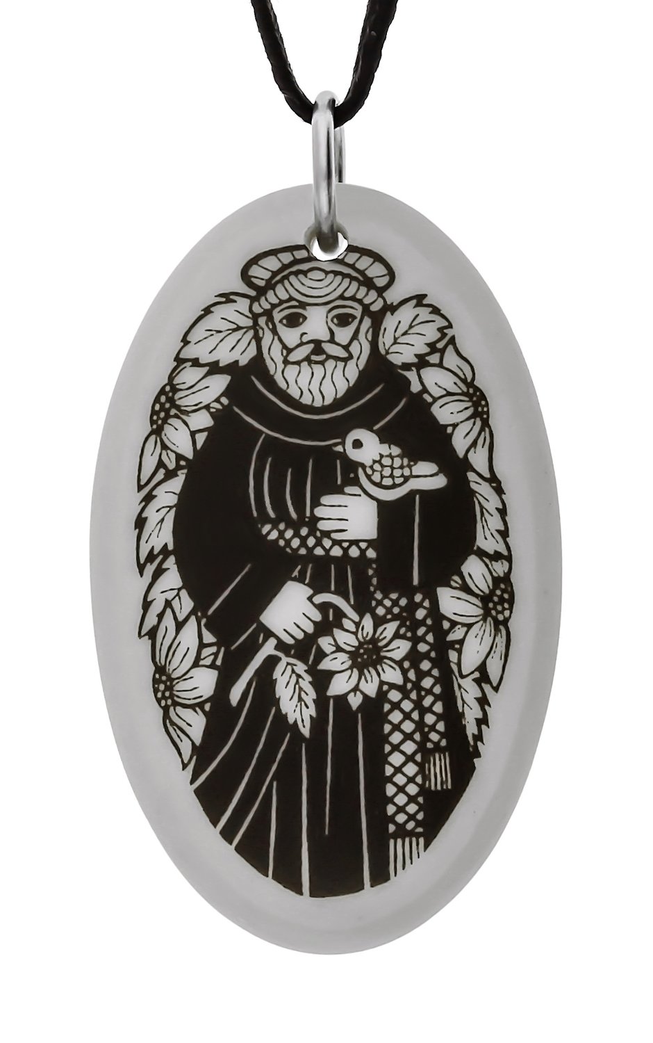Saint Francis of Assisi Oval Handmade Porcelain Pendant