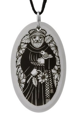 Saint Francis of Assisi Oval Handmade Porcelain Pendant
