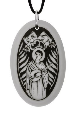 Saint Genesius of Rome Oval Handmade Porcelain Pendant
