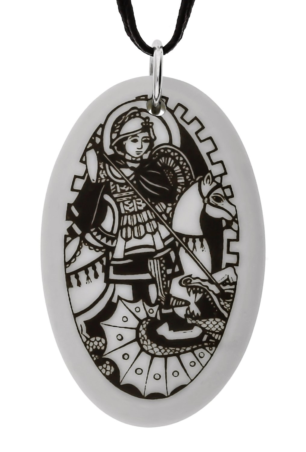 Saint George Oval Handmade Porcelain Pendant