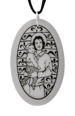 Saint Gianna Beretta Molla Oval Handmade Porcelain Pendant