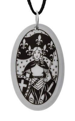 Saint Joan of Arc Oval Handmade Porcelain Pendant Saint Joan of Arc Oval Handmade Porcelain Pendant