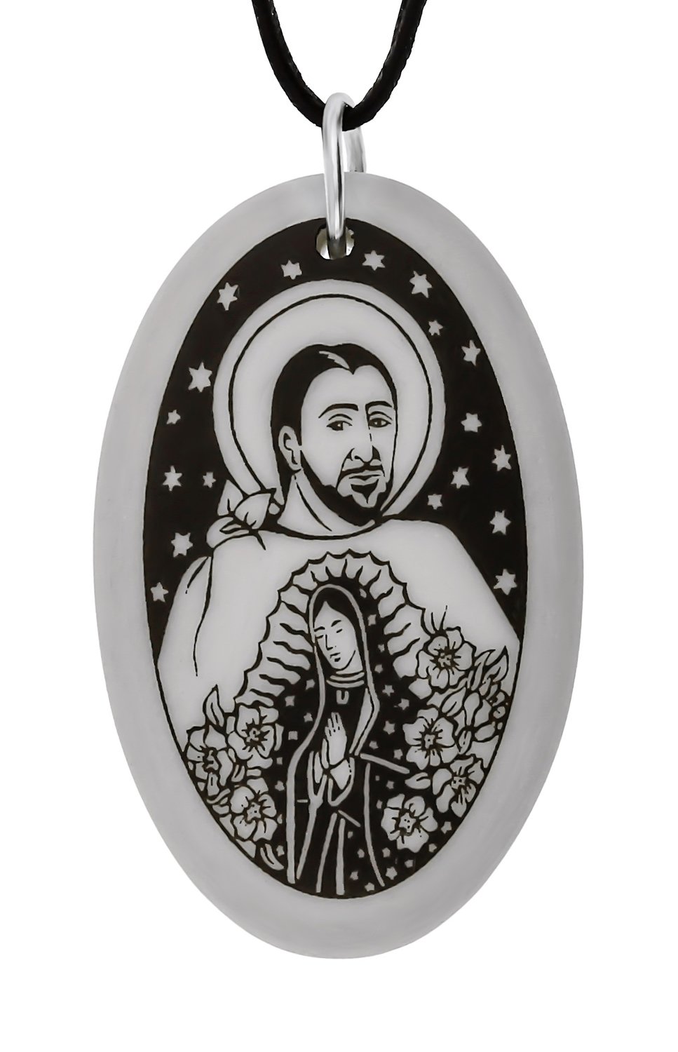 Saint Juan Diego Oval Handmade Porcelain Pendant