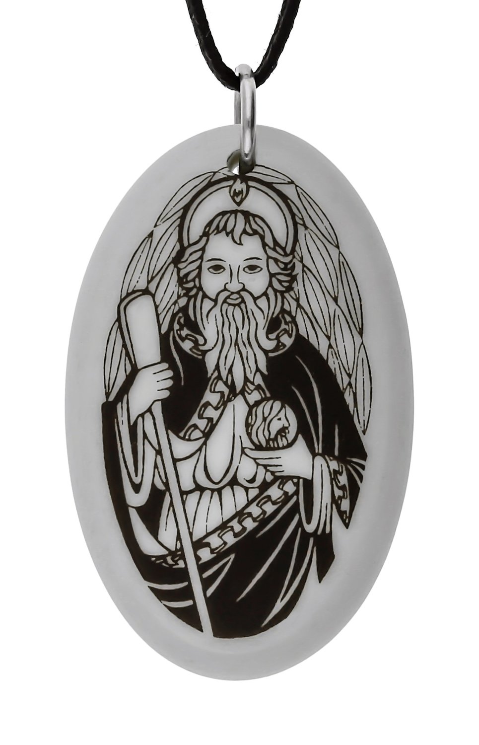 Saint Jude the Apostle Oval Handmade Porcelain Pendant