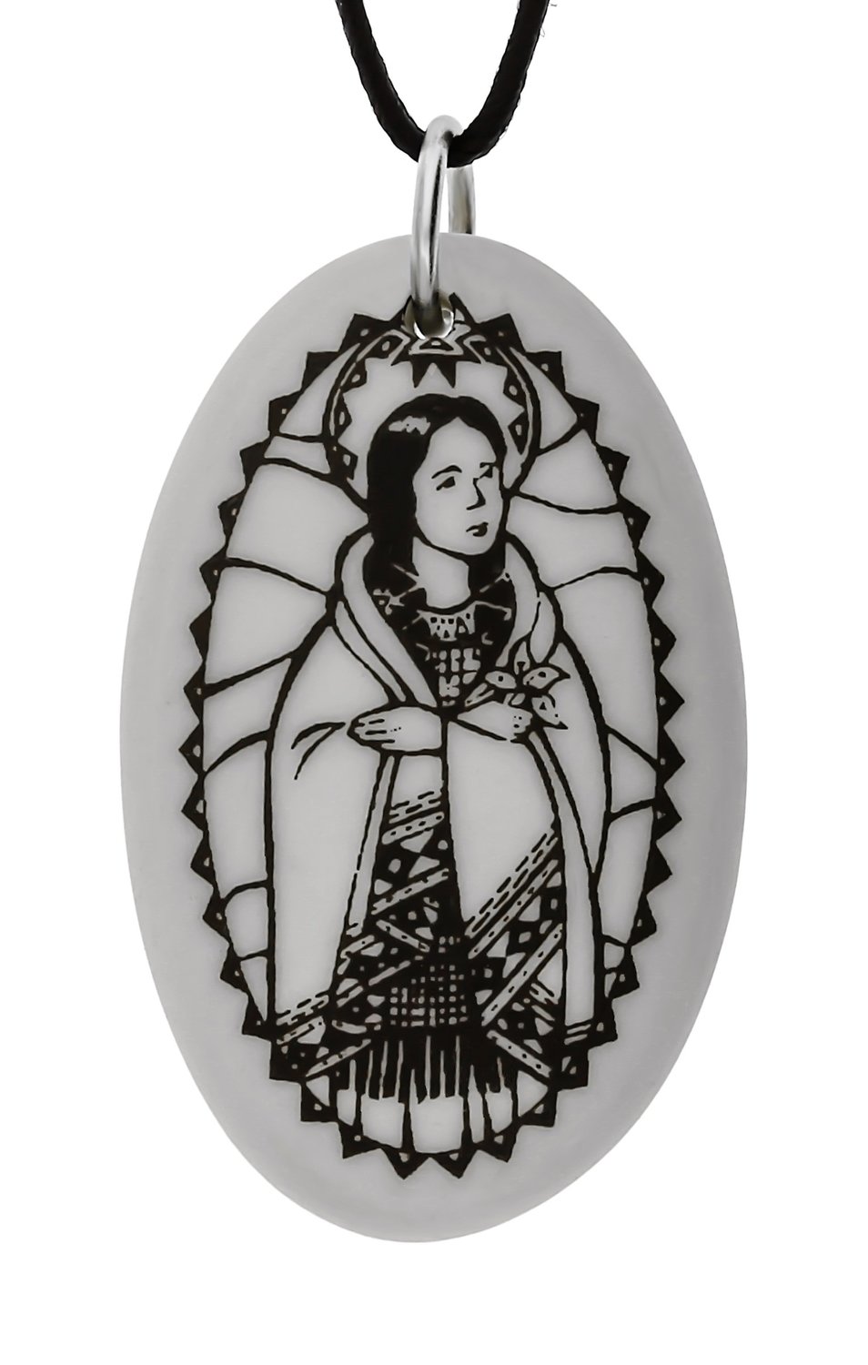 Saint Kateri Tekakwitha Oval Handmade Porcelain Pendant
