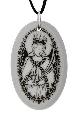 Saint Lucy Oval Handmade Porcelain Pendant