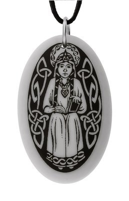 Saint Margaret of Scotland Oval Handmade Porcelain Pendant