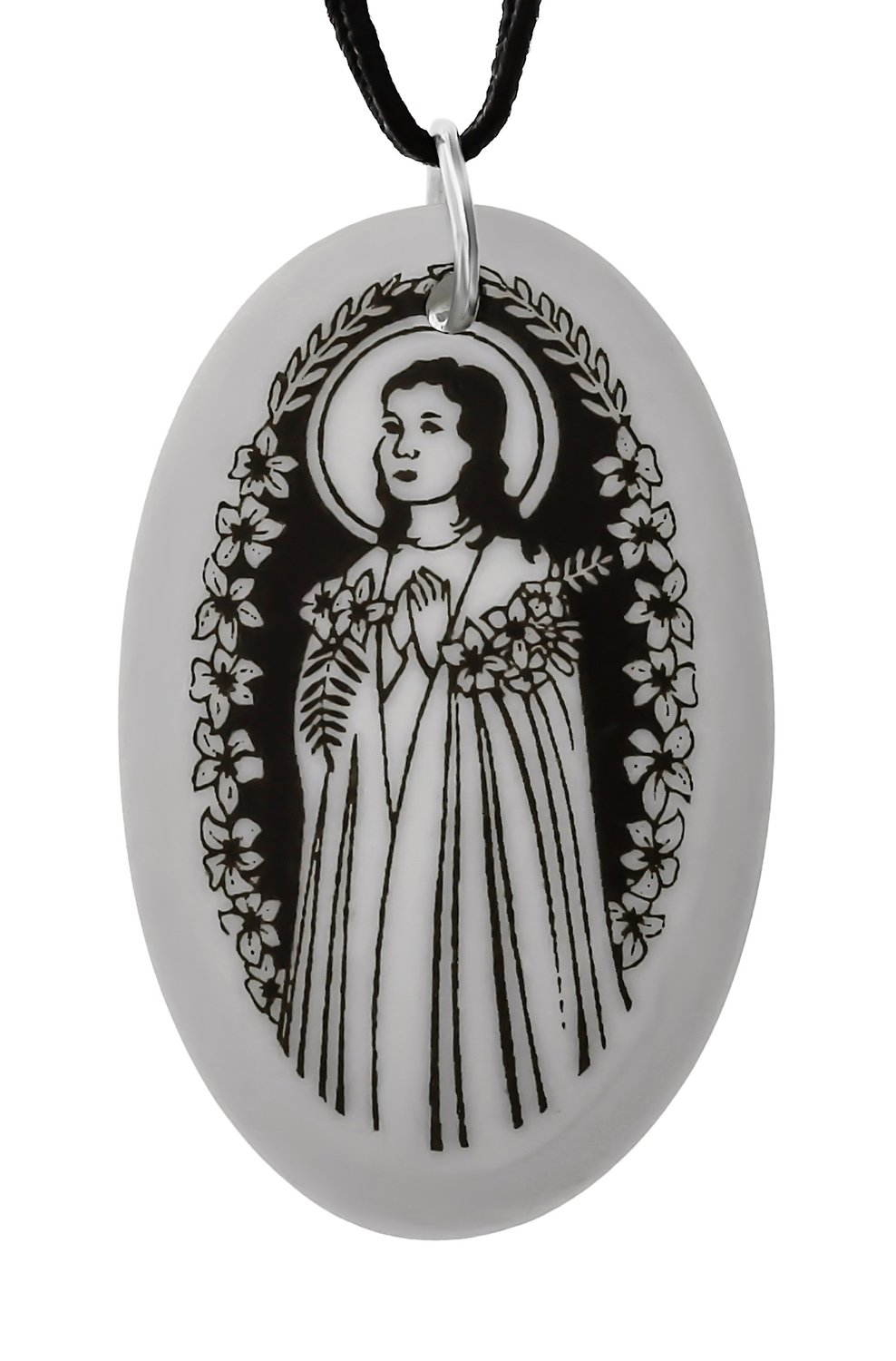 Saint Marie Goretti Oval Handmade Porcelain Pendant