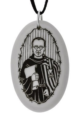 Saint Maximilian Kolbe Oval Handmade Porcelain Pendant
