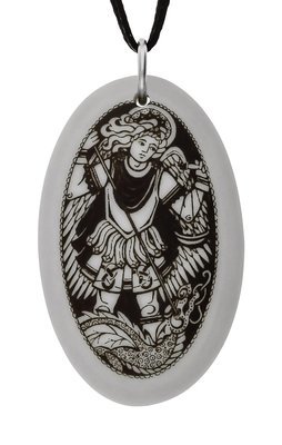 Saint Michael, Archangel Oval Handmade Porcelain Pendant