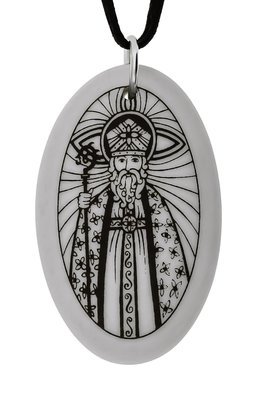 Saint Nicholas of Myra Oval Handmade Porcelain Pendant