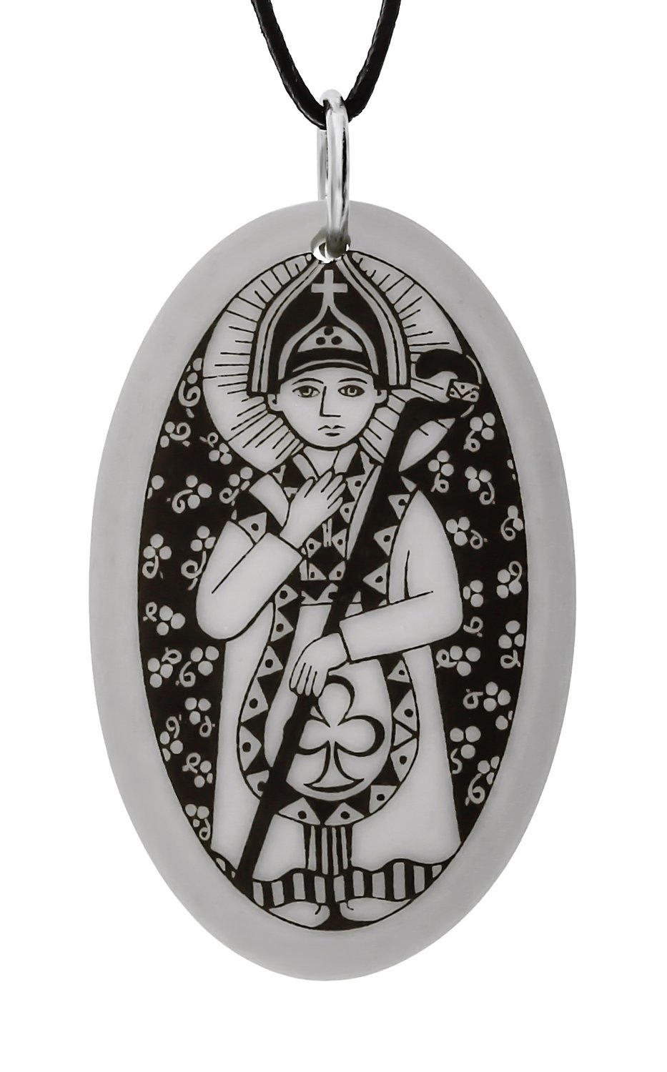 Saint Patrick Oval Handmade Porcelain Pendant