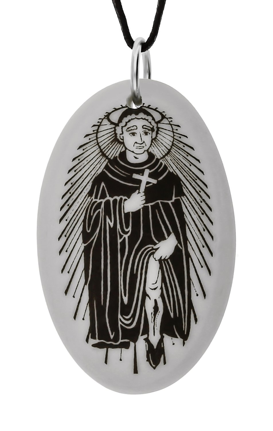 Saint Peregrine Oval Handmade Porcelain Pendant