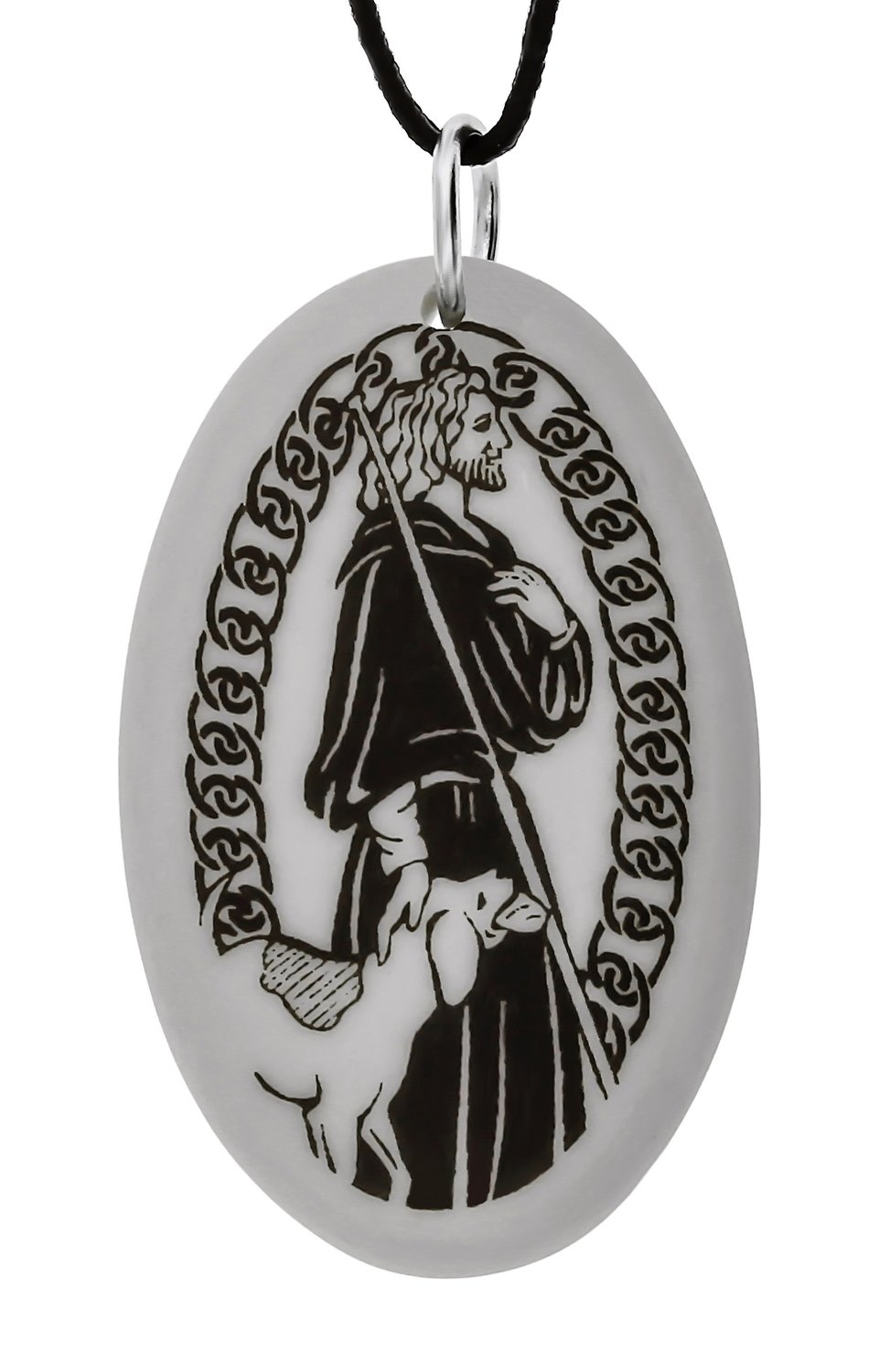 Saint Roch Oval Handmade Porcelain Pendant