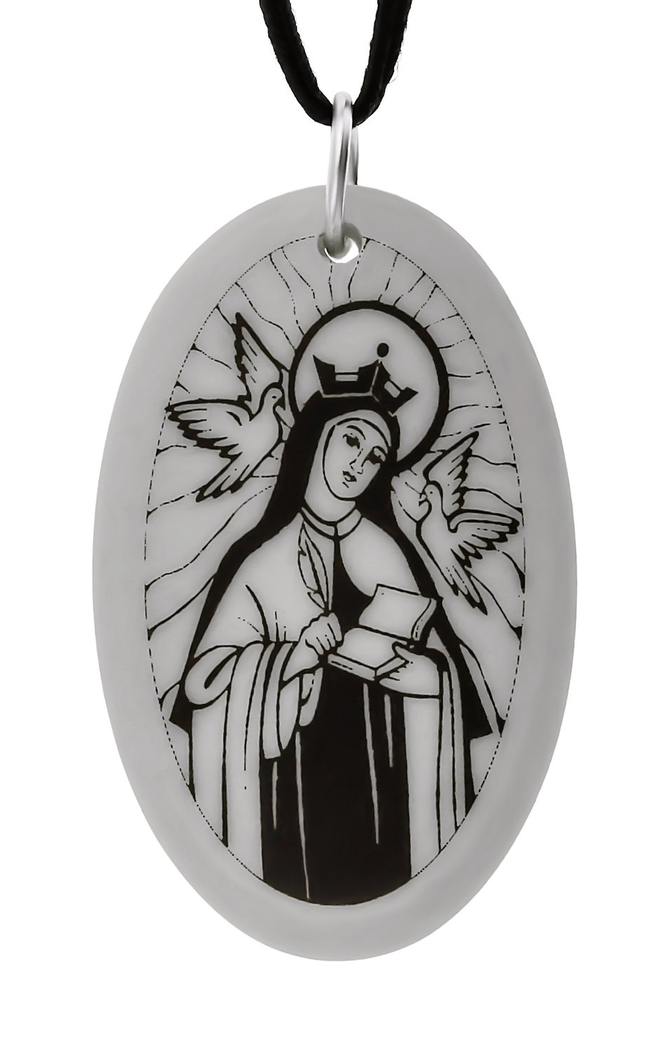 Saint Teresa of Avila Oval Handmade Porcelain Pendant