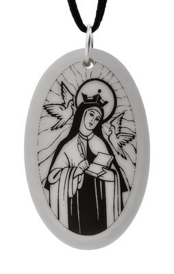 Saint Teresa of Avila Oval Handmade Porcelain Pendant Saint Teresa of Avila Oval Handmade Porcelain Pendant