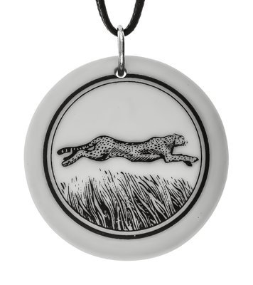 Cheetah Totem Round Handmade Porcelain Pendant Cheetah Totem Round Handmade Porcelain Pendant