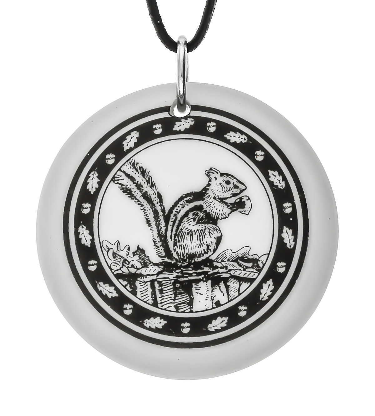 Chipmunk Totem Round Handmade Porcelain Pendant