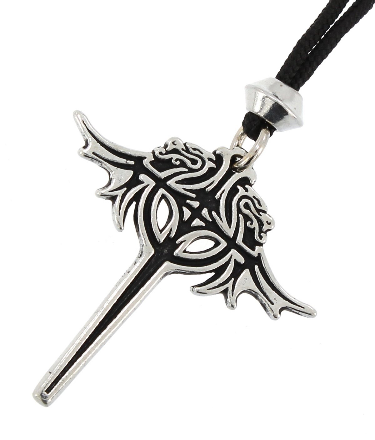 Dracula&#39;s Vampire Dragon Cross Handmade Pewter Pendant