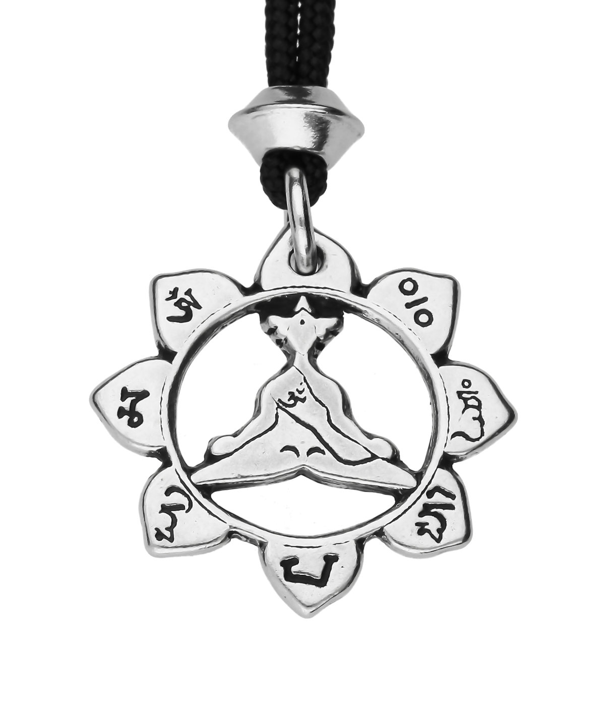 Lotus Pose Padmasana Yoga Cross Legged Position Meditation Handmade Pewter Pendant