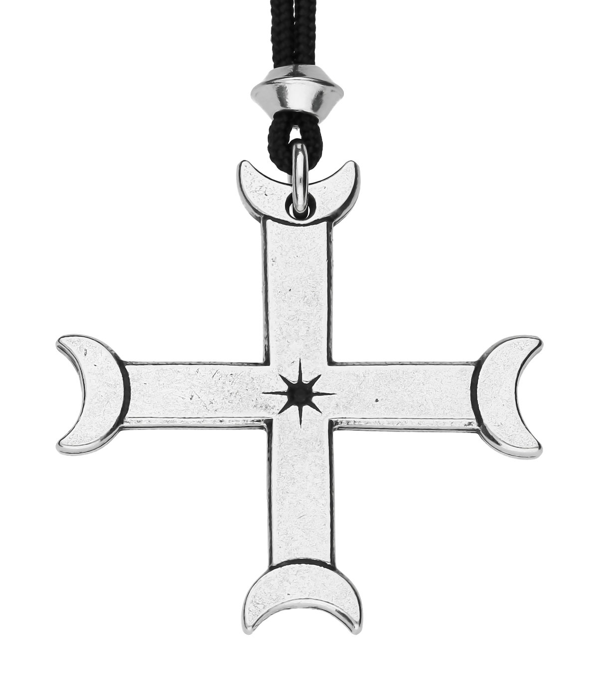 Lunate Crescent Moon Goddess Cross Handmade Pewter Pendant