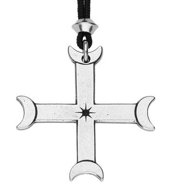 Lunate Crescent Moon Goddess Cross Handmade Pewter Pendant Lunate Crescent Moon Goddess Cross Handmade Pewter Pendant